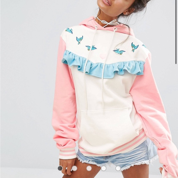 Lazy Oaf Tops - Lazy Oaf rare Disney Cinderella hoodie with ruffle cute birds and castle